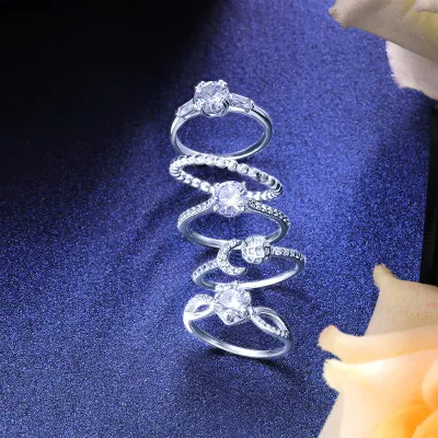 Модные ювелирные изделия из стерлингового серебра 925 пробы, ювелирные изделия, кольцо с муассанитом и бриллиантом для женщин, обручальное кольцо-обещание